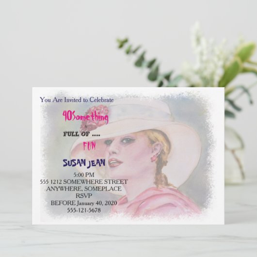 40 Something & Full of Fun Garden Party Uitnodigin Kaart (Staand voorkant)