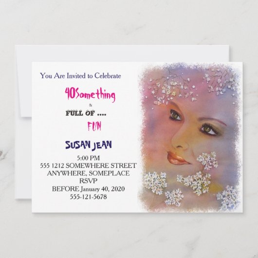 40 Something & Full of Fun Mooie Uitnodiging (Voorkant)
