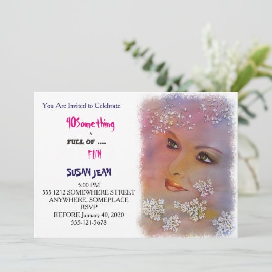 40 Something & Full of Fun Mooie Uitnodiging (Staand voorkant)