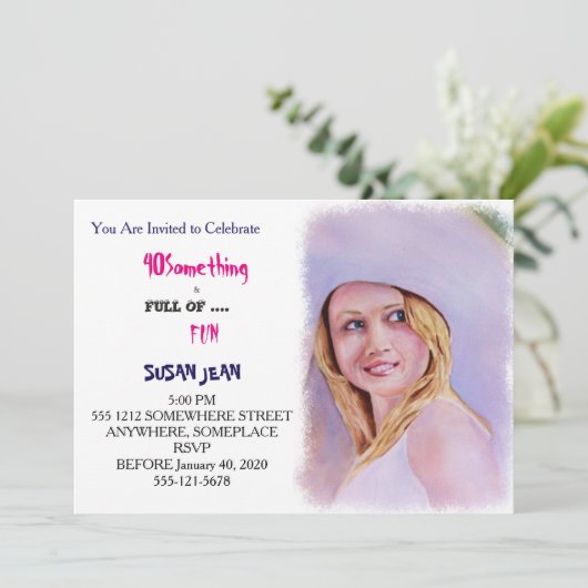 40 Something & Full of Fun Summer Pet Invitation Kaart (Staand voorkant)