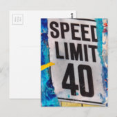 40 Speed Limit mixed media collage Briefkaart (Voorkant / Achterkant)