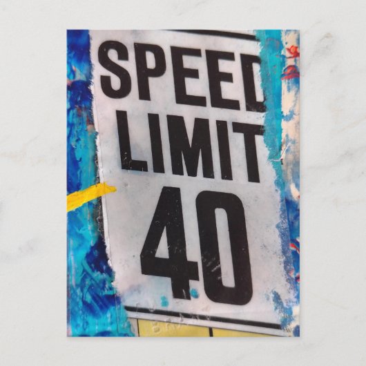40 Speed Limit mixed media collage Briefkaart (Voorkant)