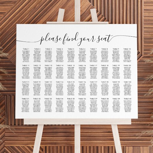 40 Tafels groot Vind uw zitplaatskaart Poster