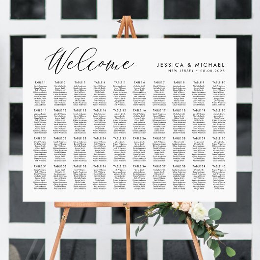 40 Tafels Groot Welkom Zitplaats Chart Plan Poster