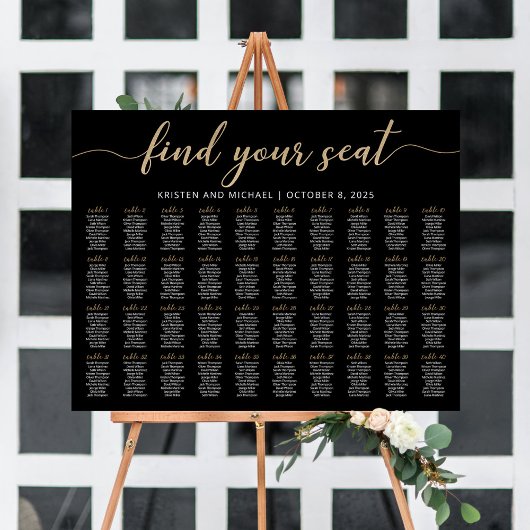 40 Tafels Vind uw Seat Black Zitkaarten Plan Poster
