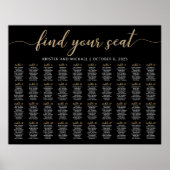 40 Tafels Vind uw Seat Black Zitkaarten Plan Poster (Voorkant)