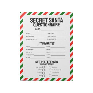 40 Tear-off Secret Santa Vragenlijsten Notitieblok