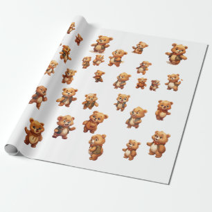 40 teddybeer bewerkbaar inpakpapier