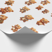 40 teddybeer bewerkbaar inpakpapier (Hoek)