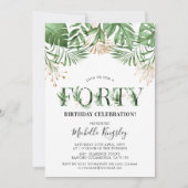 40 Tropische Waterverf Greenery 40th Birthday Kaart (Voorkant)