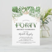 40 Tropische Waterverf Greenery 40th Birthday Kaart (Staand voorkant)