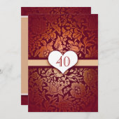 40 trouwdag uitnodigingen damast rood vintage (Voorkant / Achterkant)