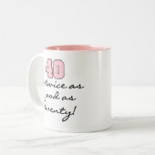 40 tweemaal zo goed als 20 tweekleurige koffiemok (Voorkant links)