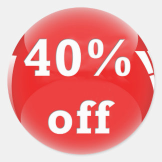 40% Uit (Percentage) Ronde Glanzende Sticker