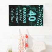 40 & Uitstekend Blauwgroen & Zwart Verjaardag Vert Spandoek (Insitu)