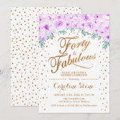 40 Uitstekend Verjaardagsfeest - Wit Goud Paarse Kaart (Voorkant / Achterkant)