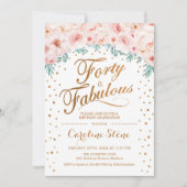 40 Uitstekend Verjaardagsfeest - Wit Goud Roze Kaart (Voorkant)