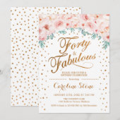 40 Uitstekend Verjaardagsfeest - Wit Goud Roze Kaart (Voorkant / Achterkant)