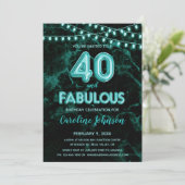 40 & Uitstekende Blauwgroen Balloon Verjaardagsuit Kaart (Staand voorkant)