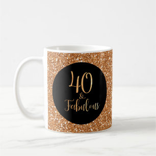 40 & Uitstekende Verjaardag Gouden Glitter Zwart Koffiemok