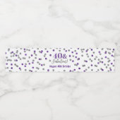 40 & Uitstekende Verjaardag Paarse Zilveren Confet Waterfles Etiket (Enkel label)