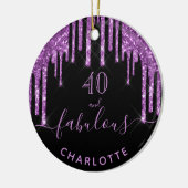 40 Uitstekende verjaardag zwart paarse glitter Keramisch Ornament (Links)
