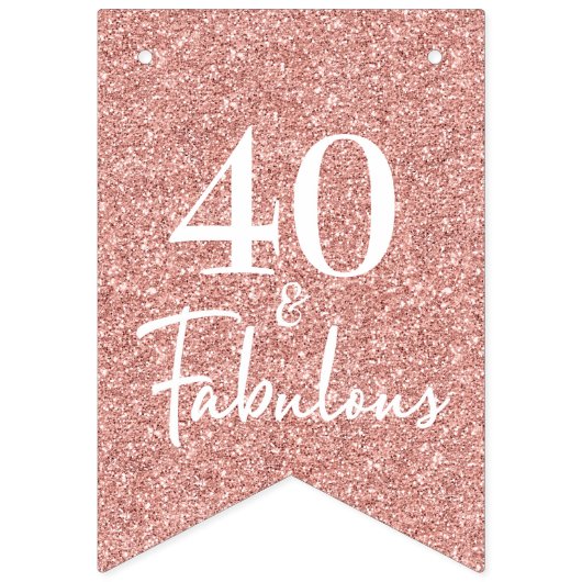 40 Uitstekende witte script Roos gouden glitter Vlaggetjes (Tweede vlag)