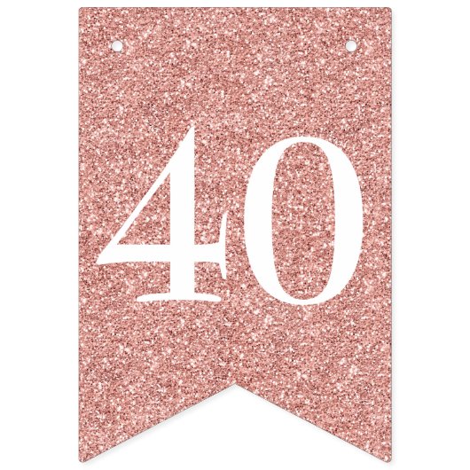 40 Uitstekende witte script Roos gouden glitter Vlaggetjes (Eerste vlag)