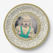 40 Uw foto Willekeurige nummerpatroon Goud/Wit Papieren Bordje (Voorkant)