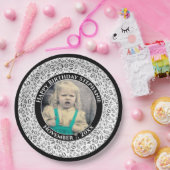 40 Uw foto Willekeurige nummerpatroon zwart/wit Papieren Bordje (Feest)