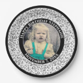 40 Uw foto Willekeurige nummerpatroon zwart/wit Papieren Bordje (Voorkant)