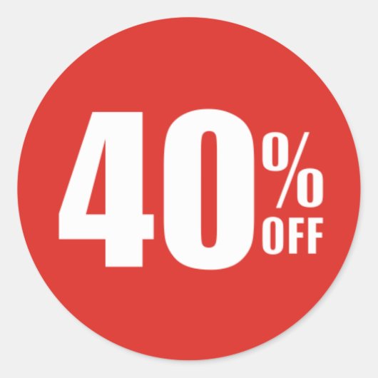 40% Veertig procent KORTING Sale Sticker (Voorkant)
