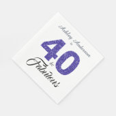 40 Verbluffende Donkerblauwe Glitter 40ste Verjaar Servet (Hoek)