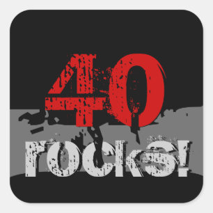40 Verjaardag - 40 stenen! Grunge Rood en Zwart Vierkante Sticker