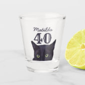 40 Verjaardag Black Cat Art Gepersonaliseerde Leef Shot Glas (Voorkant)