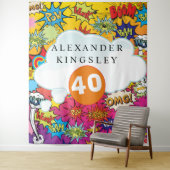 40 VERJAARDAG Comic Pop Art Speech Bubble Retro Wandkleed (In situ)