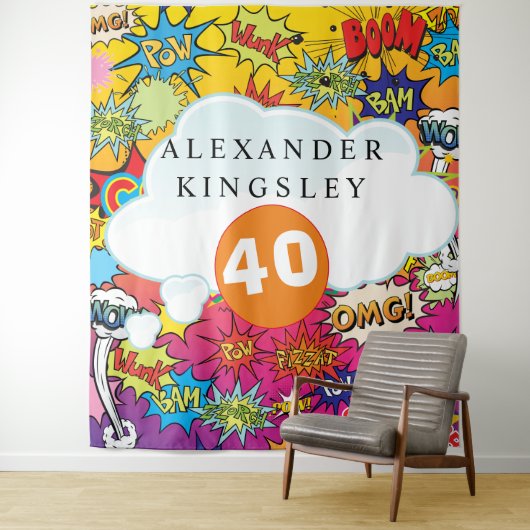 40 VERJAARDAG Comic Pop Art Speech Bubble Retro Wandkleed (In situ)