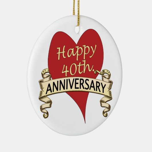 40. Verjaardag Keramisch Ornament (Rechts)