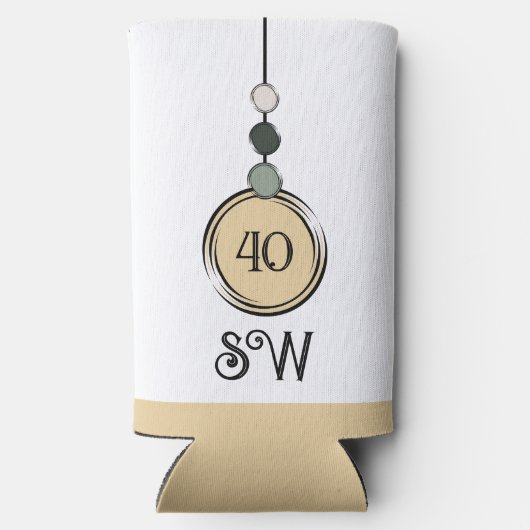 40 verjaardag voeg initialen toe om het even welke seltzer blikjeskoeler (Achterkant)