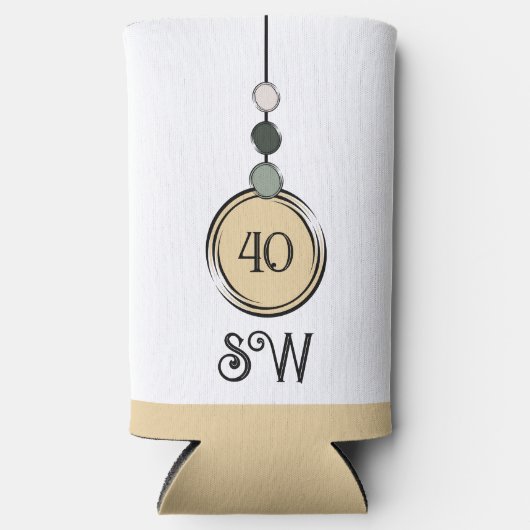 40 verjaardag voeg initialen toe om het even welke seltzer blikjeskoeler (Voorkant)