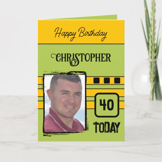 40 voeg vandaag foto toe voor hem groene gele verj kaart (Voorkant)