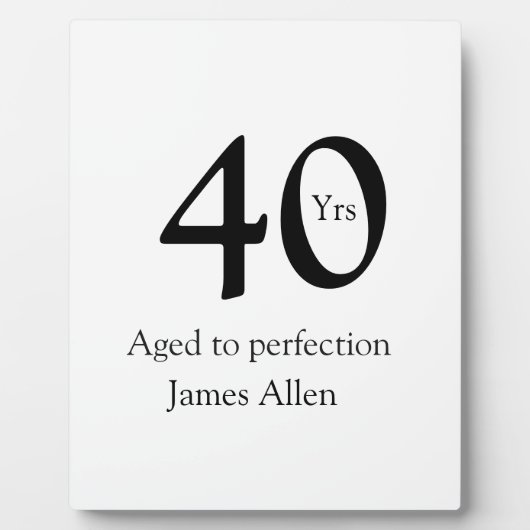 40 years aged to perfection birthday name simple  fotoplaat (Voorkant)