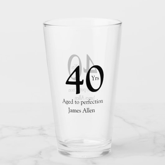 40 years aged to perfection birthday name simple  glas (Voorkant)