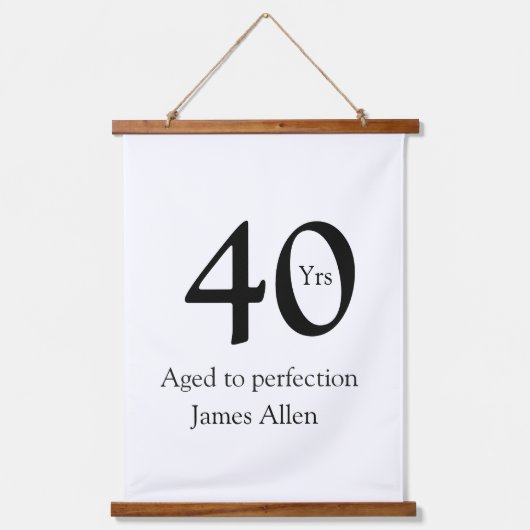 40 years aged to perfection birthday name simple  hangend wandkleed (Voorkant)