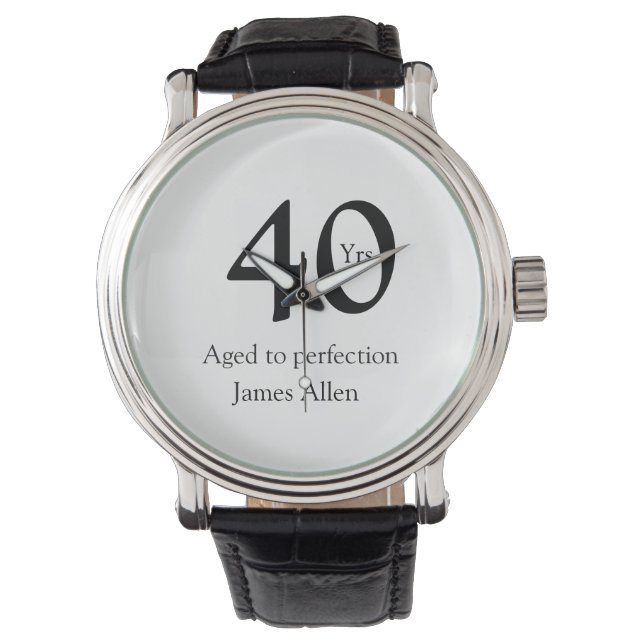 40 years aged to perfection birthday name simple  horloge (Voorkant)