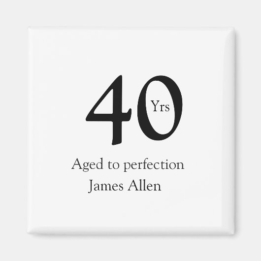 40 years aged to perfection birthday name simple  magneet (Voorkant)