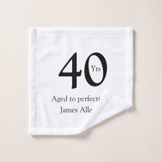 40 years aged to perfection birthday name simple  washandje (Wasdoekje)