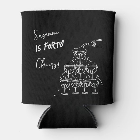 40 years Birthday Champagne tower funky Blikjeskoeler (Voorkant)