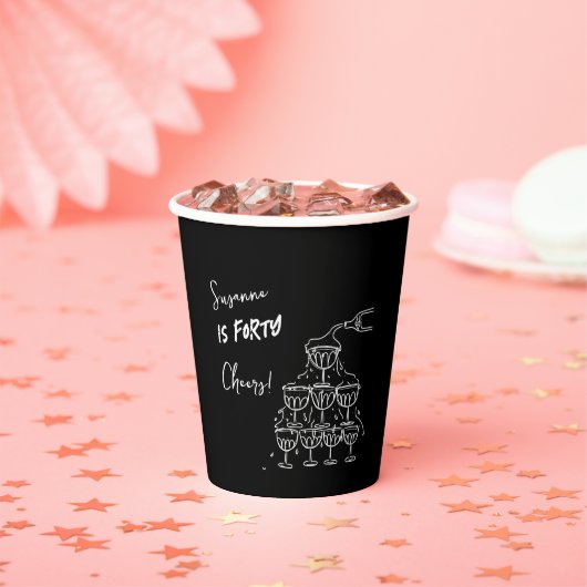 40 years Birthday Champagne tower funky Papieren Bekers (Insitu)