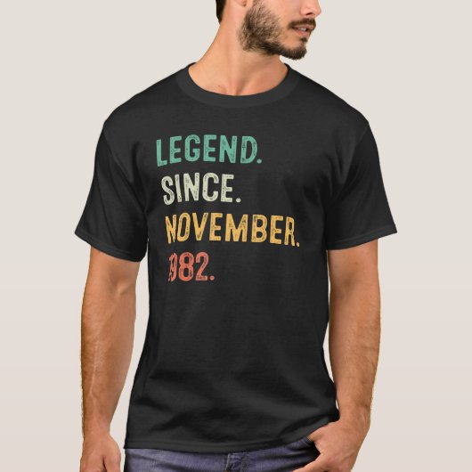 40 Years Old 40th Bday Men Legend Since November T-shirt (Voorkant)